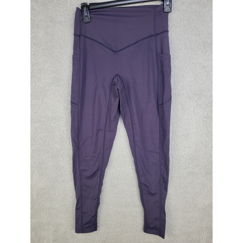Women's High Waist Yoga Leggings Purple Small | Compression Workout Pants w/ Poc